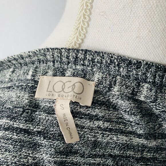 LOGO by Lori Goldstein Melange Cotton Cashmere Sweater V Neck Long Sleeve Grey S - Picture 8 of 10